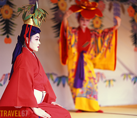 Ryukyu dancers, Shuri Castle New Year Festival, Okinawa, Japan