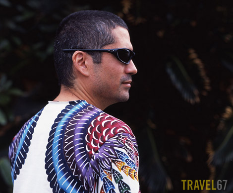 Bingata print t-shirt by Okinawan Fashion Designer Kanna Yamauchi