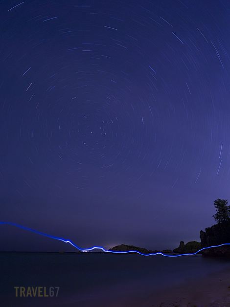 Stars and torchlight over Maeda