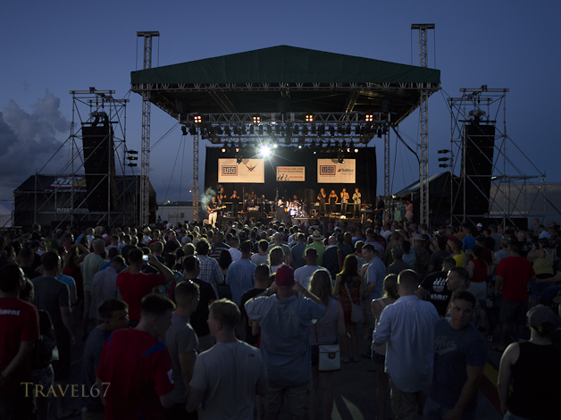 Gary Sinise and the Lt. Dan Band perfom for the US troops on Marine Corps Air Station Futenma in Okinawa. Organized by the USO.