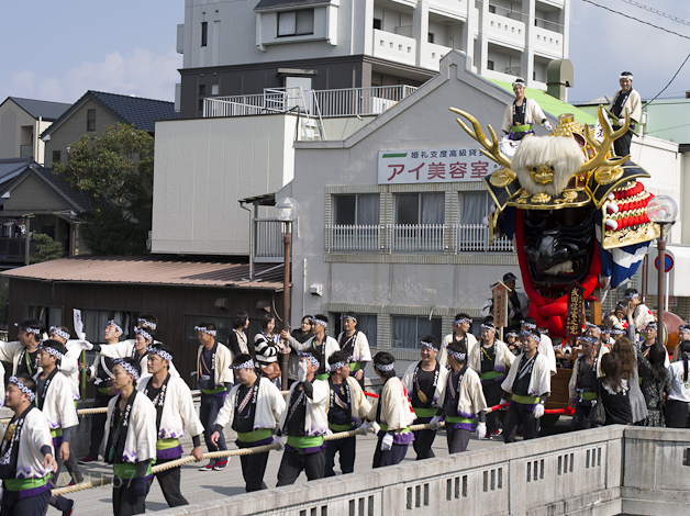 Widow & The Warrior Helmet of Shingen Takeda Float, Karatsu Kunchi Festival, Karatsu City, Saga Prefecture, Japan