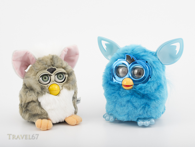 1998 and 2013 Furby electronic robotic toys by Tiger Electronics