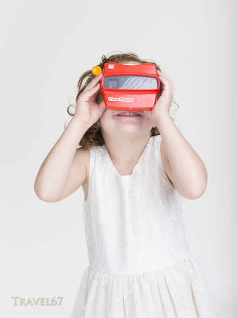 Young girl with View-Master stereoscopic 3-D 3D viewer