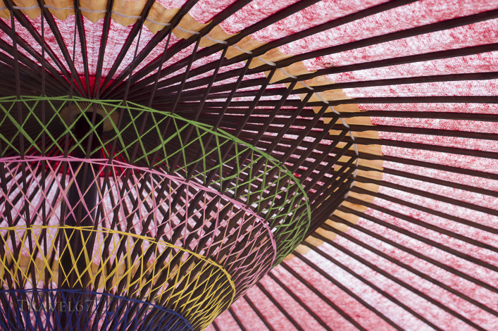 Sun bleached wakasa - traditional Japanese umbrella. Arashiyama, Kyoto, Japan