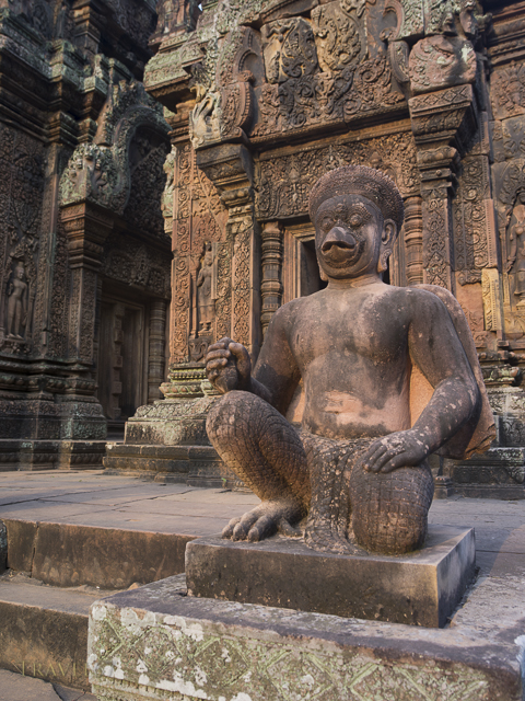 Temple Guardians at Banteay Srei Hindu Temple dedicated to Shiva. Siem Reap, Cambodia