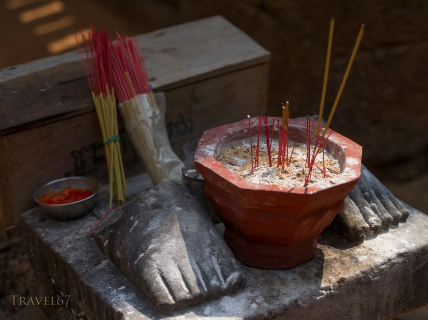 Offerings of incense. Banteay Samre Temple, Siem Reap, Cambodia
