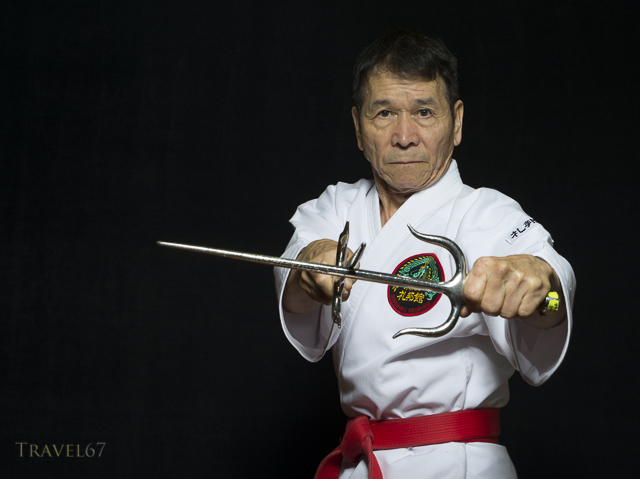 Naonobu Ahagon, Hanshi 10th Dan, Okinawa Karate & Kobudo Shorinryu at his dojo in Naha City, Okinawa.