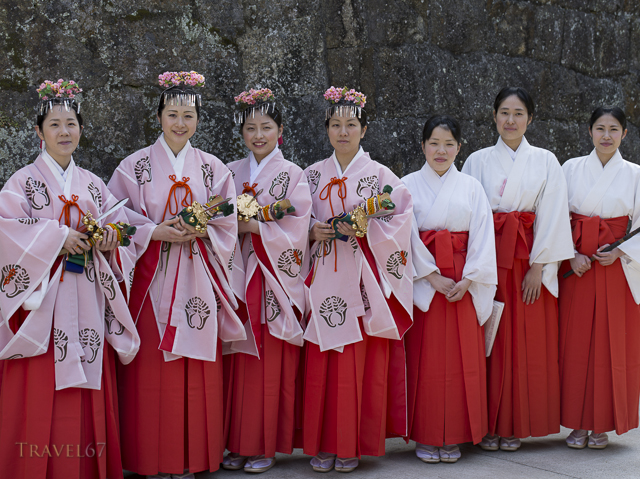 Miko of Touzan Shrine at Tousosai festival. Arita, Saga Prefecture Japan.