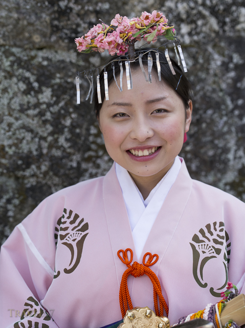 Miko of Touzan Shrine at Tousosai festival. Arita, Saga Prefecture Japan.