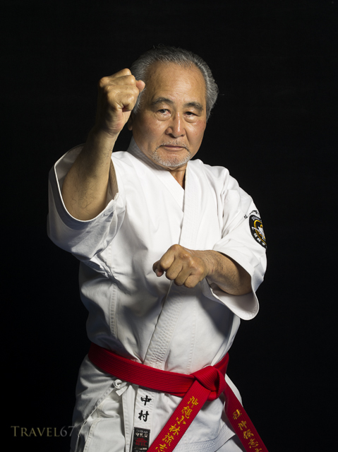 Seiyu Nakamura, 10th Dan Okinawa Dentou Shidokan Karate and Kobujutsu at his dojo in Kochinda, Okinawa, Japan.