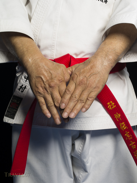 Seiyu Nakamura, 10th Dan Okinawa Dentou Shidokan Karate and Kobujutsu at his dojo in Kochinda, Okinawa, Japan.