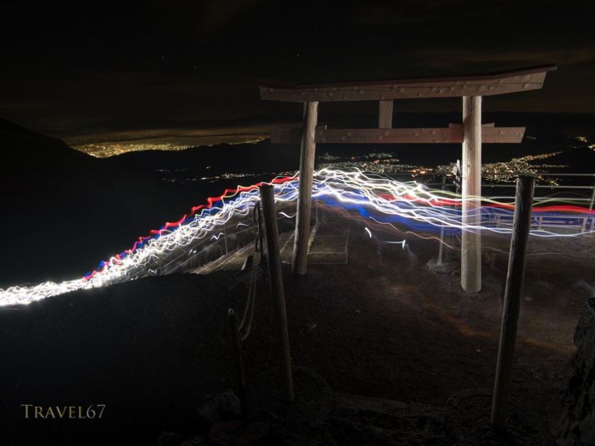 Headlamps on Mt Fuji.  12.30AM