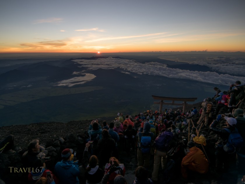 Dawn at the summit of Mt Fuji.  4.57AM