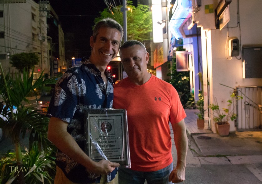 With Cezar Borkowski Sensei at the Dojo Bar, Naha