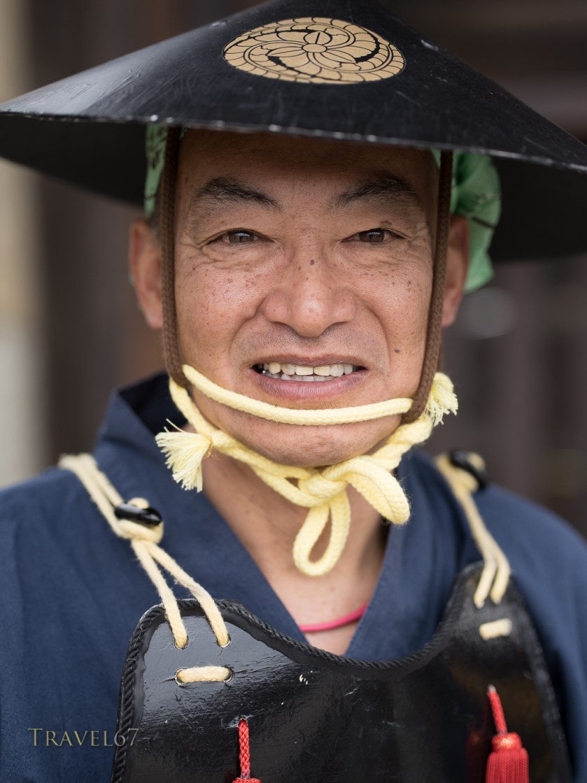 Castle guard at the main gate of Himeji Castle, Himeji, Japan.